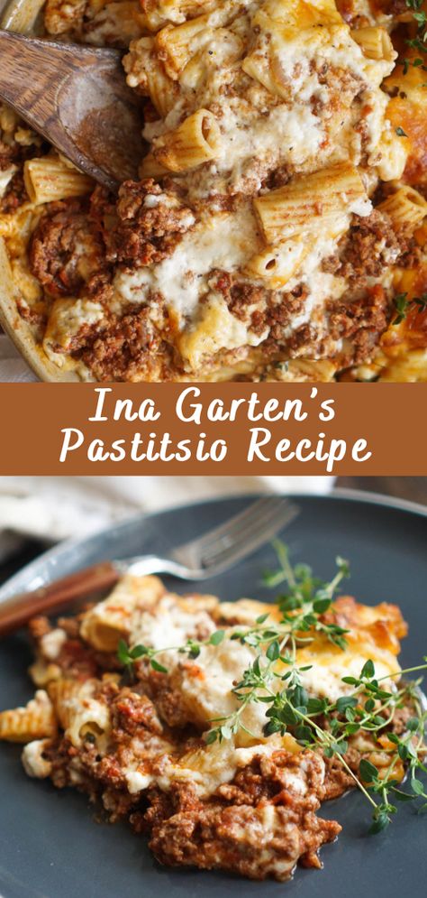 Ina Garten’s Pastitsio Recipe | Cheff Recipes Ina Garden Panzella Salad, Ina Garten's 5-cheese Penne Pasta, Pastitsio Recipe Ina Garten, Ina Garten's Pastitsio, Ina Garten Pastitsio, Ina Garden Pasta Recipes, Ina Garden Lasagna, Pastitsio Ina Garden, Sunday Night Pasta Dinner