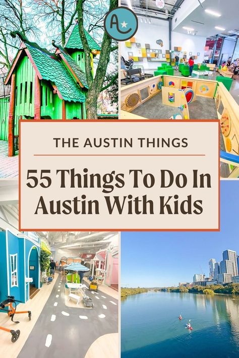 Visiting Austin with kiddos? This city happens to be one of the best cities in the country for a family trip. From swimming holes to kids museums, EPIC parks and a ton of places to eat that the kids will love, you're going to have an absolute blast in Austin Texas. For 55 fun and creative ideas of things to do in Austin with kids, check out this guide! Best Things To Do In Austin Texas, Fun Things To Do In Austin Texas, Things To Do In Austin, Austin Texas Things To Do Family, Things To Do In Texas With Kids, Things To Do In Austin Texas With Kids, Austin Texas With Kids, Things To Do In Austin Texas, Texas Family Vacation Ideas