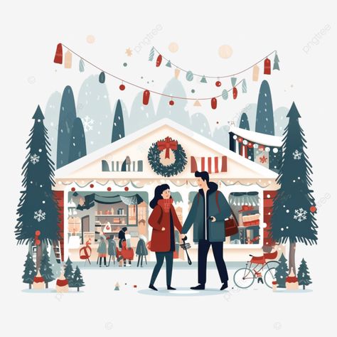 christmas market people winter holiday xmas flat illustration christmas street santa gift christma Christmas Street Illustration, Christmas Market Illustration, Png Vector, Cartoons Png, Christmas Town, Santa Gifts, Christmas Cartoons, Flat Illustration, Christmas Market