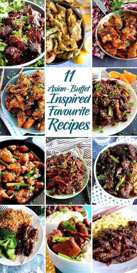 11 Asian Buffet Inspired Favourite Recipes - Lord Byron's Kitchen Asian Buffet, Chinese Meals, Chicken And Beef, Homemade Chinese Food, Buffet Style, Pork Chicken, Chinese Cooking Recipes, Easy Chinese Recipes, Copykat Recipes