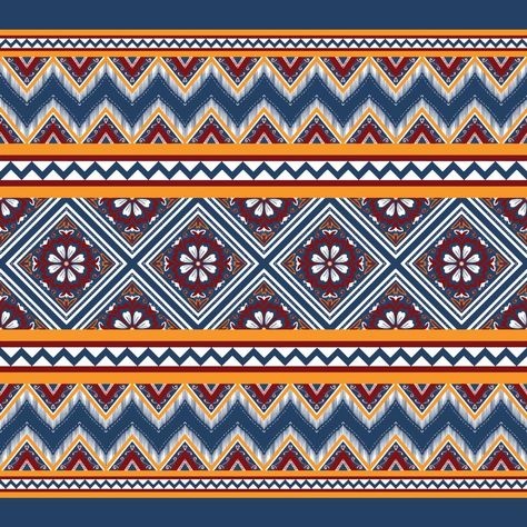 Batik Border Design, Geometric Fabric Design, Batik Geometric Design, Geometrical Border Design, Ikat Border, Textile Border, Geometrical Border, Illustration Embroidery, Ethnic Print Pattern