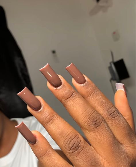 Chocolate Nails, Orange Acrylic Nails, Brown Acrylic Nails, Brown Nails Design, Pink Gel Nails, Sassy Nails, Colored Acrylic Nails, French Tip Acrylic Nails, Fall Acrylic Nails