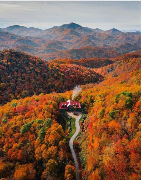 Autumn in the North Carolina mountains Nc Mountains, North Carolina Mountains, Cabin In The Woods, Autumn Scenery, Blue Ridge Mountains, Autumn Trees, Travel Usa, The Fall, Fall Colors