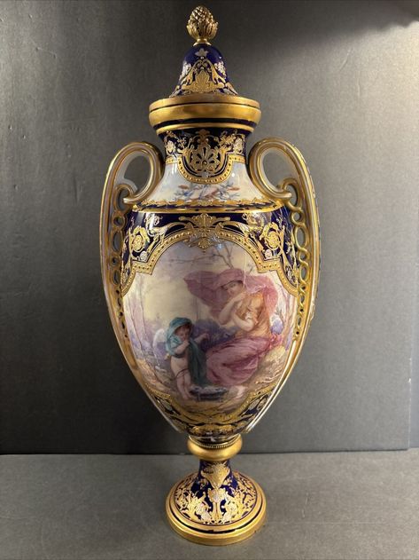 ANTIQUE SEVRES PORCELAIN Vase/Signed Dapoigny/High Relief Gold/Silver/France1880 $2,919.59 - PicClick CA Porcelain Vase Vintage, Antique Figurines Porcelain, Sevres Porcelain, Antique Chinese Porcelain, Ming Dynasty Porcelain, Silver Decor, High Relief, Porcelain Vase, Porcelain