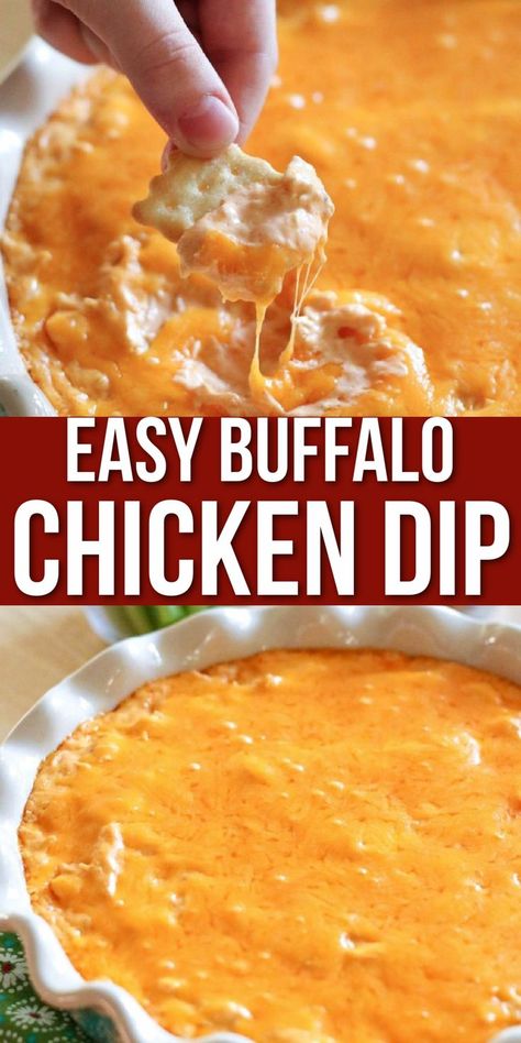 Buffalo Chicken Dip Easy Recipes, Buffalo Chicken Dip Oven, Baked Buffalo Chicken Dip, Easy Buffalo Chicken Dip, Chicken Wing Dip, Buffalo Chicken Dip Easy, Easy Buffalo Chicken, Chicken Dip Recipe, Buffalo Chicken Dip Recipe