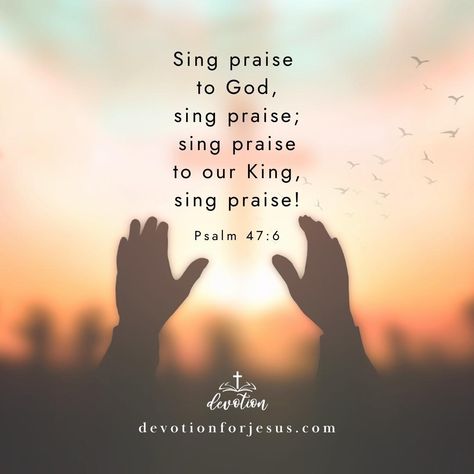 "Sing praises to God, sing praises; sing praises to our King, sing praises." -Psalm 47:6 In all we do, let us praise the Lord. In the good times, praise Him. In the difficult times, praise Him. When you are wealthy and when you are poor, praise Him. He is worthy of our praise in all situations. Our circumstances should not determine our praise. In all times praise the King of kings! #bible #bibleverse #scripture #devotional #readyourbible #knowyourbible #christianclothing #faithbased #praise Praise The Lord Oh My Soul, October Prayer, Psalm 47, Praises To God, Sing To The Lord, Praise Him, Praise Songs, Words Of Life, Praise The Lord