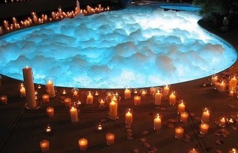 10 bone-chilling ways to enjoy Halloween pool party Romantic Bathroom Ideas, Halloween Pool Party, Romantic Bathroom, Night Pool Party, Romantic Bathrooms, Romantic Bath, Halloween Circus, Pool Party Decorations, Scary Decorations