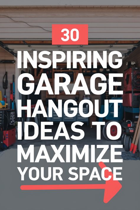 "30 inspiring garage hangout ideas to maximize your space." Small Man Cave Ideas Garage, Mancave In Garage, Garage Cave Ideas, Garage Wall Art Ideas, Easy Garage Makeover, Garage Tv Ideas, Two Car Garage Ideas, Bar In Garage, Garage Space Ideas