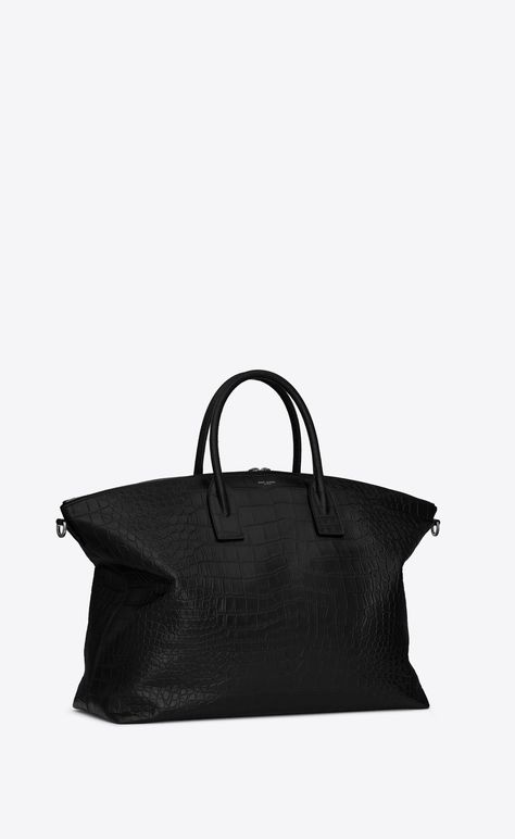 Saint Laurent GIANT BOWLING bag in crocodile-embossed leather 1790 EUR. Bowling Bag, Crossbody Bags For Travel, Bowling Bags, Saint Laurent Paris, Givency Antigona Bag, Saint Laurent Bag, Handbag Shoes, Large Bag, Quilted Leather