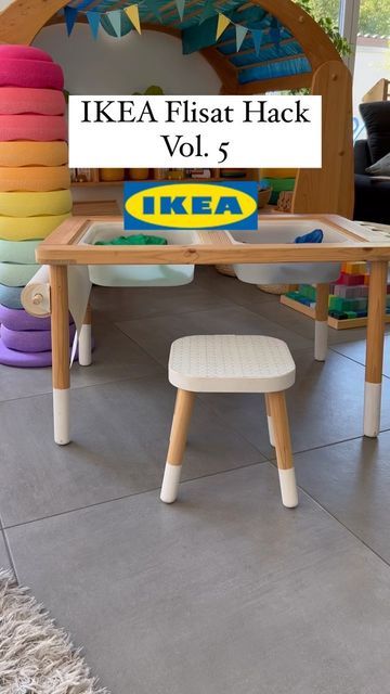 Jasmin 🌈 open-ended PLAY & Learning Mum Blog Montessori on Instagram: "IKEA Flisat Hack Vol. 5 . Do you have a toddler that can’t reach the Flisat yet but is desperate to play (with its older siblings for example?)? Then this is for you!! . You can replace the long table legs with the shorter chair legs of the matching stool and have a perfect sensory table for little people. . And here you also see one of the simplest set ups for sensory play. Playsilks and water. . Have you tried this? . Ikea Flisat Table Makeover, Ikea Flisat Table Hack, Flisat Table Hack, Ikea Sensory Table Ideas, Ikea Flisat Table Ideas, Ikea Flisat Hack, Flisat Table Activities, Ikea Sensory Table, Green Boys Room