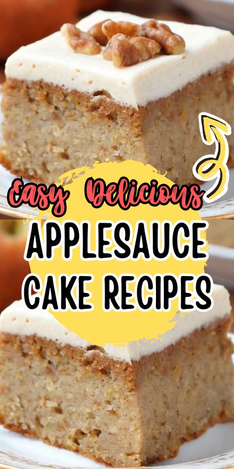 Applesauce Cake Cakes Made With Applesauce, Applesauce Spice Cake, Applesauce Cake Recipe, Applesauce Cake, Cinnamon Cream Cheese Frosting, Spice Cake, Chopped Pecans, Cake Ingredients, Homemade Cakes