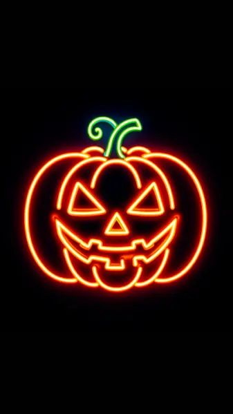 Neon Pumpkin, Neon Light Wallpaper, Neon Halloween, Light Wallpaper, Black Screen, Halloween Wallpaper, Halloween Pumpkin, Neon Lighting, Halloween Pumpkins