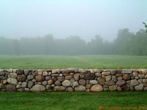 Mixed field stone wall, mixed colour and mixed sizes, mostly round Field Stone Wall, Garden Scapes, Backyard Wall, Stone Walls Garden, Stone Fence, Rock Walls, Stone Landscaping, Landscape Inspiration, Dry Stone Wall