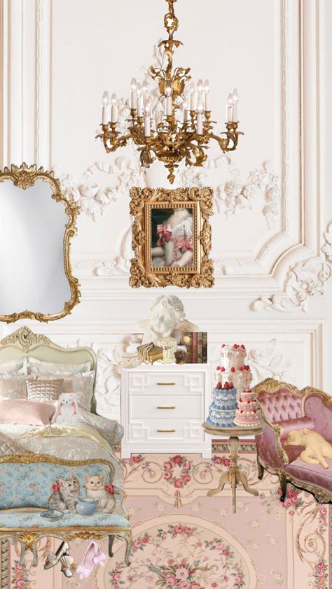 marie antoinette inspired room Marie Antoinette Nursery, Marie Antoinette Inspired Bedroom, Modern Day Marie Antoinette, Marie Antoinette Decor, Marie Antoinette Aesthetic Bedroom, Marie Antoinette Bedroom, Marie Antoinette Room, Marie Antoinette Wallpaper, Room Shuffles