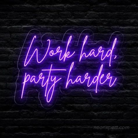 "Work Hard Party Harder" LED Neon Sign: Balance Effort and Enjoyment #WorkHardPartyHarder #NeonMotivation #CustomNeonSign #CustomLEDNeonSign #LEDNeonSign #WorkLifeBalance #PartyVibes #NEONXPERT Open Signs, Pet Signs, Nana Gifts, Entertaining Area, Led Neon, Bar Signs, Neon Sign, Mantra, Work Hard