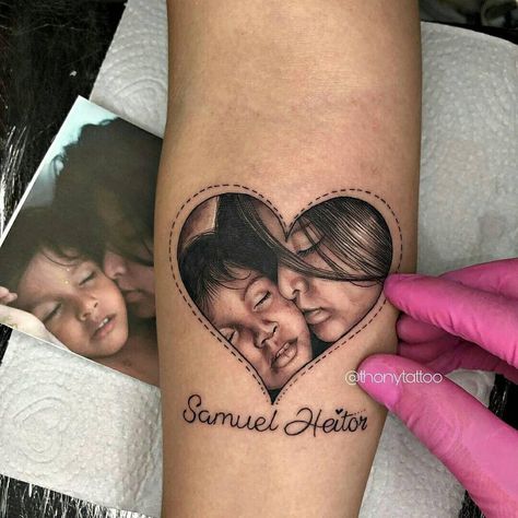 Son Tattoo Ideas For Mom, Kids Portrait Tattoo, Son Tattoo For Mom Unique, Small Portrait Tattoo, Baby Portrait Tattoo, Face Portrait Tattoo, Potrait Tattoo, Portrait Tattoo Sleeve, Memorial Tattoo Quotes