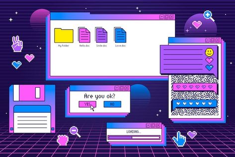 Vaporwave Background, Web Aesthetic, Powerpoint Slide Designs, Style Web, Pixel Art Tutorial, Planner Art, Vaporwave Aesthetic, Pixel Art Design, Bullet Journal Layout