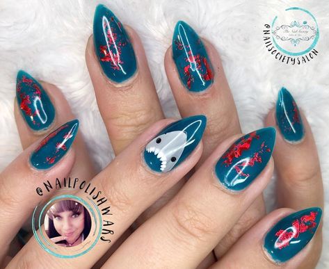 Shark Nail Art, Pop Art Nails, Beach Nail Designs, Summer Nails Beach, Claw Nails, Cute Nail Art Designs, Summery Nails, Dope Nail Designs, Nails Only