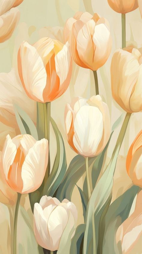 Tulip Digital Art, Tulip Background Wallpapers, Tulip Iphone Wallpaper, Tulip Phone Wallpaper, Tulip Mural, Wallpaper Aesthetic Tulips, Flowers Drawing Wallpaper, Iphone Wallpaper Illustration, Aesthetic Flowers Wallpaper