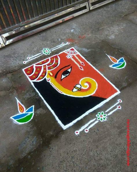 Agiyarash Rangoli, Baby Card Quotes, Ganesha Rangoli, Designs Rangoli, Coconut Oil Beauty, Rangoli Designs Simple Diwali, Latest Rangoli, Rangoli Designs Simple, Festival Rangoli