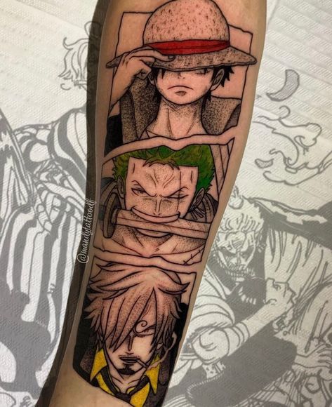 Gaara Tattoo Ideas, Luffy Tattoo Ideas, Luffy Tattoo, Zoro Tattoo, Zoro And Luffy, Gaara Tattoo, Cool Tattoo Ideas, Shen Long Tattoo, Geometric Tattoo Sleeve Designs