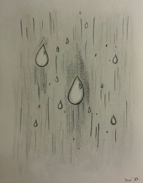 Raindrop Sketch, Rain Reference, How To Draw Rain Drops, Rain Drops Drawing, Rain Drawing Sketches, Raindrop Drawing, Rain Drawing, Drawing Rain, Water Drop Drawing