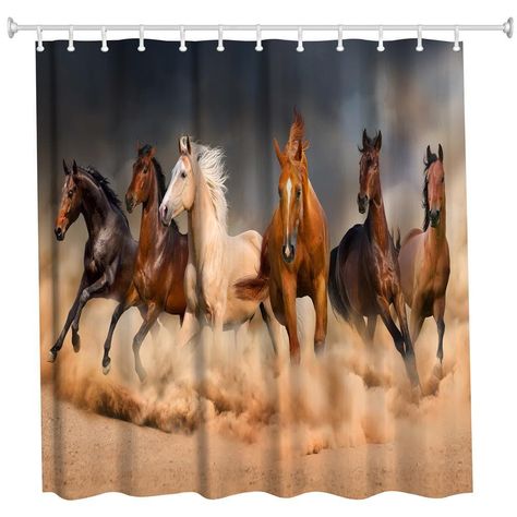 Horse Shower Curtain, Rich Bathroom, Cheap Shower, Animal Shower Curtain, French Country Bathroom, Shower Rods, Personalized Shower Curtain, Highland Cattle, Bathroom Decor Sets