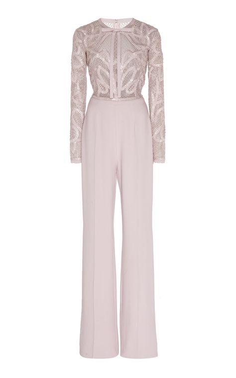 Zuhair Murad Pamplona Embellished Lace-Cady Jumpsuit Jumpsuit Outfit Hijab Style, Soiree Jumpsuits For Hijab, Jumpsuit Outfit Dressy Wedding, Soiree Jumpsuits, Jumpsuit Soiree, Hijab Jumpsuit, Jumpsuit Hijab, Culottes Jumpsuit, Jumpsuit Outfit Wedding