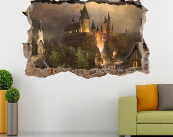 Hogwarts Castle Harry Potter Broken Wall Effect Wall Sticker Decal Mural Art h327 Harry Potter Room Decor Bedroom Ideas, Harry Potter Stick, Harry Potter Wall Stickers, Harry Potter Wall Decals, Harry Potter Bathroom, Harry Potter Decal, Harry Potter Wall Art, Light Up Canvas, Harry Potter Hogwarts Castle