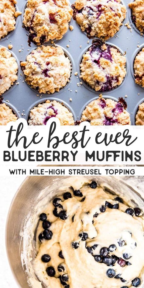 Easy Crumble Topping, Recipe For Blueberry Muffins, Fresh Blueberry Muffins, Moist Blueberry Muffins, Blueberry Crumble Muffins, The Best Blueberry Muffins, Brunch Muffins, Blueberry Streusel Muffins, Homemade Blueberry Muffins