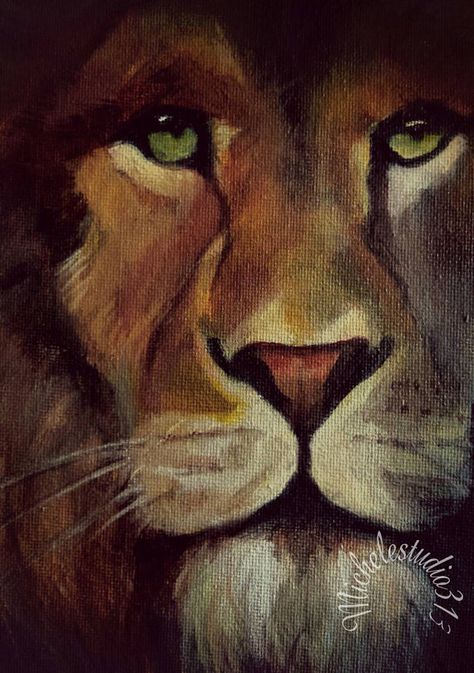 Lion Acrylic Painting Easy, Lion Painting Easy, Lion Painting, Painting On Wood, Lion, Animals Wild, Acrylic Painting, Oil Painting, Animals