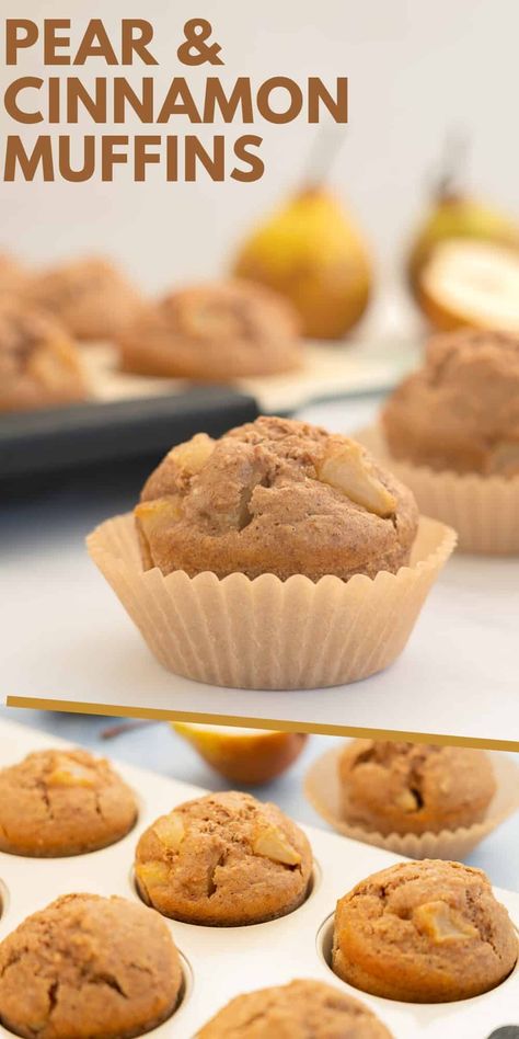 Pear Muffins Recipes, Pear Recipes Easy, Easy Muffin Recipe, Pear Dessert Recipes, Pear Muffins, Canned Pears, Muffins Easy, Pear Dessert, Simple Muffin Recipe