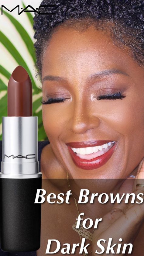 Pink Lipstick For Dark Skin, Natural Soft Glam Makeup Black Women, Lipstick Dark Skin, Mac Pink Lipstick, Natural Glam Makeup Black Women, Best Brown Lipstick, Lipstick Video, Black Makeup Tutorial, Lipstick On Brown Skin