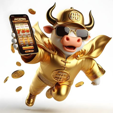 Premium Photo | A bull with a gold helmet and glasses holding a cell phone Game Ads Design, Slot Character Png, Gold Helmet, Banner Game, Different Styles Of Tattoos, Casino Design, Grand Villa, Doubledown Casino, Coin Games