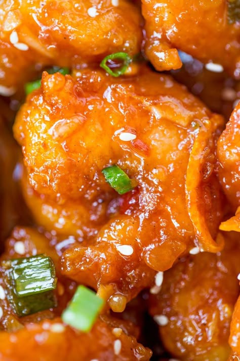 Honey Orange Firecracker Shrimp is sweet, spicy, sticky and crispy and so easy to make you'll throw your Chinese food takeout menus away! Orange Shrimp Recipes, Orange Shrimp, Sweet And Spicy Shrimp, Firecracker Shrimp, Breaded Shrimp, Crispy Shrimp, Mapo Tofu, Shrimp Dinner, Shrimp Recipes For Dinner