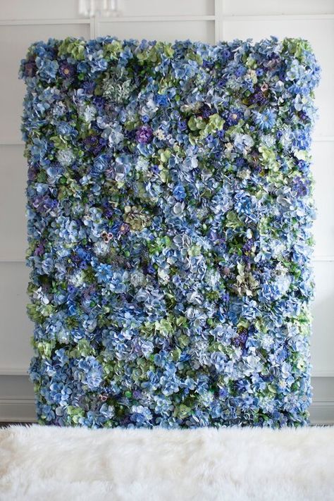 Blue White Engagement Decor, Hydrangea Backdrop, Blue And White Flower Backdrop, Mint Green Flower Wall, Flower Wall With Neon Sign Blue, Dusty Blue Flower Wall Backdrop, Wall Decor Panels, Events Backdrop, Floral Wall Backdrop