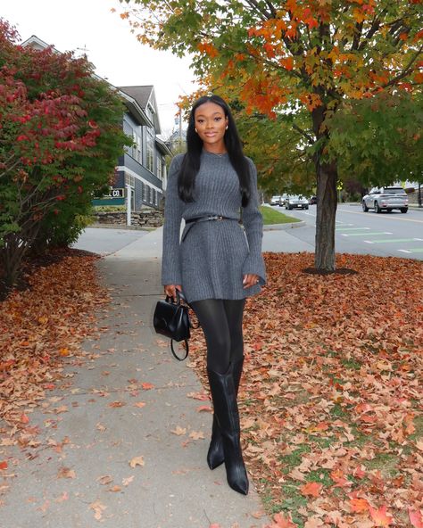 Shop Women's 120D Blackout Tights - A … and other curated products on LTK, the easiest way to shop everything from your favorite creators. Gray Sweater Dress Outfit, Outfit Grey, October Outfits, Fall Sweater Dress, Sweater Dress Outfit, Top Fashion Bloggers, Grey Sweater Dress, Ribbed Knit Dress, Outfit Inspiration Fall