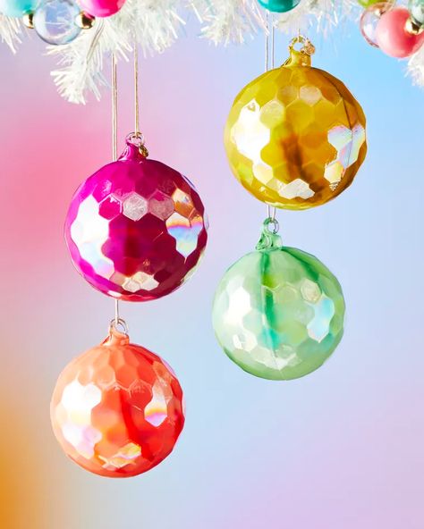 HF27B Glitterville 3" Saturated Ball Ornaments, Set of 4 Bright Ornaments, Maximalist Christmas, Chocolate Ornament, Rainbow Ornaments, Cupcake Ornament, Kitschy Christmas, Fruit Ornaments, Christmas Home Decor Ideas, Luxury Christmas Tree