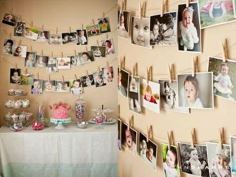 90th Birthday Photo Decorations - 11 Creative Ways to Display Pictures Birthday Party Photography, 90's Birthday Party, 80th Birthday Party, Decoration Photo, 60th Birthday Party, Baby 1st Birthday, 90th Birthday, Graduation Party Decor, Baby First Birthday