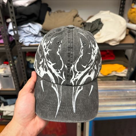 Sabre hats available now #custom #hat #screenprint Customized Fitted Hats, Baseball Cap Design Ideas, Graphic Hats, Caps Design, Custom Fitted Hats, Custom Clothing Design, Painted Clothes Diy, Denim Art, Custom Caps