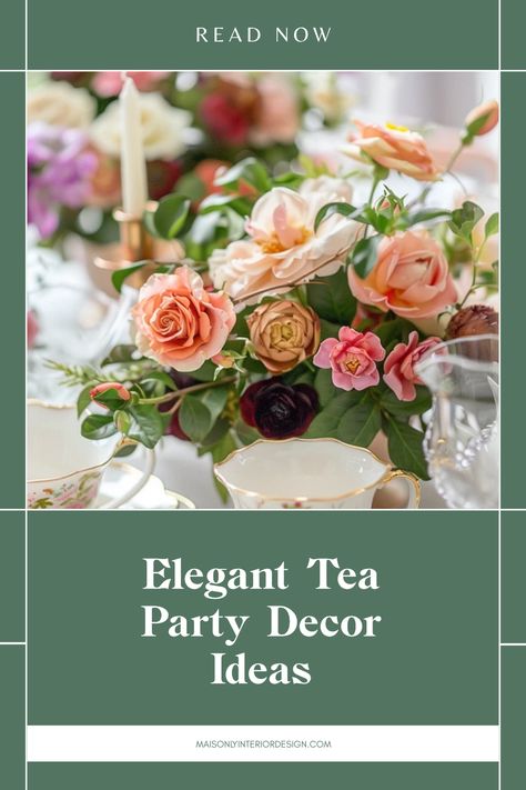 Are you planning a charming tea party? Discover stunning decor ideas that will make your gathering feel elegant and sophisticated! From unique table settings to delightful floral arrangements, these tea party decoration ideas bring timeless appeal to your special occasion. Choose from varying styles, including vintage, rustic, or modern, and set the perfect ambiance to impress your guests. Get inspired with our tips on creative centerpieces, enchanting lighting, and delightful tableware. Perfect your theme and make unforgettable memories! Tea Party Inspiration, Tea Party Decor Ideas, Tea Party Ideas Decorations, Tea Party Table Decorations, Tea Party Table Settings, Tea Party Centerpieces, Elegant Tea Party, Adult Tea Party, Irish Tea