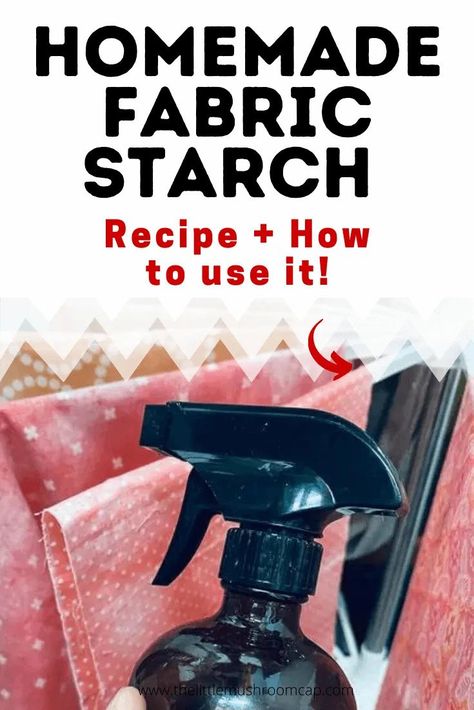 Diy Starch, Spray Starch Recipe, Starch Solution Recipes, Fabric Starch, Starch Foods, Spray Starch, Projek Menjahit, Starch Solution, Fabric Stiffener