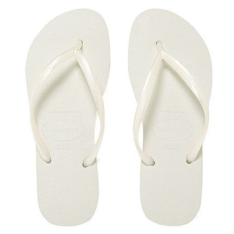 Havaianas Women's Slim Flips Flops (92 BRL) ❤ liked on Polyvore featuring shoes, sandals, flip flops, flats, sapatos, white, flat shoes, white flats, t-strap flats and rubber sandals White Sandals Flat, Jeans Closet, White Flat Sandals, White Strappy Sandals, White Flat Shoes, White Flip Flops, Dr Shoes, T Strap Flats, Fashion Shoes Sandals