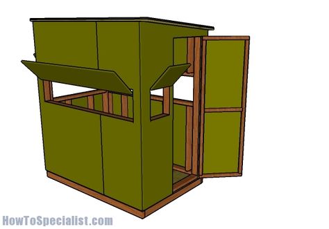 4x6 Shooting House Roof Plans | HowToSpecialist - How to Build, Step by Step DIY Plans Homemade Deer Blinds, Duck Hunting Blinds, Deer Blind Plans, Deer Hunting Stands, Diy Food Storage, Hunting Shack, Shooting Bench Plans, Shooting House, Shooting Table