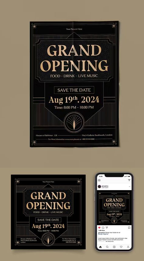 Grand Opening Flyer Template AI, PSD Grand Opening Flyer, Grand Opening Invitations, Facebook Cover Design, Ice Bars, Date Recipes, Branding Projects, Promotional Flyers, Sale Banner, Grand Opening