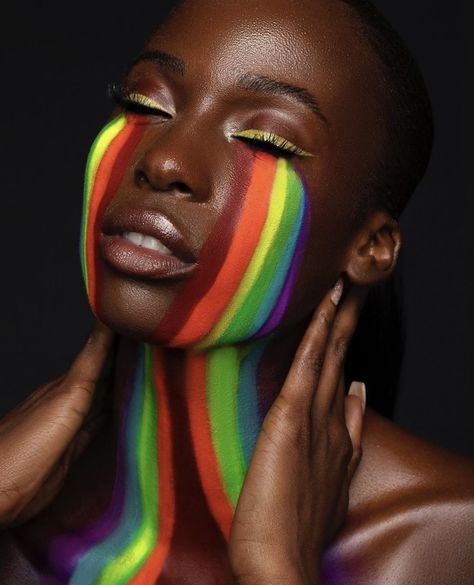 @karlapowellmuawellmua creates this stunning look for Pride! Click the view TEMPTU's Instagram. Rainbow Makeup Looks Pride, Rainbow Makeup Looks, Tears Makeup, Rainbow Tears, Rainbow Makeup, Runway Makeup, Choose Love, Start A Blog, Makeup Videos