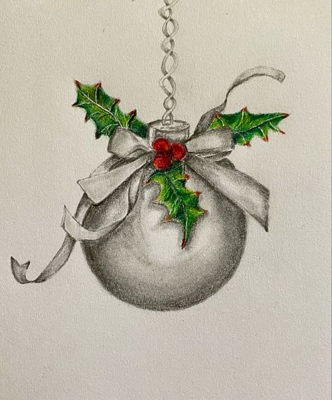 #coloredpencil #sketch #christmas Christmas Cards Colored Pencil, Ornament Drawing Christmas, Pencil Drawings Christmas, Winter Drawings Ideas, Diy Christmas Drawings, Christmas Sketch Ideas Pencil, Colored Pencil Christmas Cards, Christmas Decoration Drawing, Colored Pencil Christmas Art