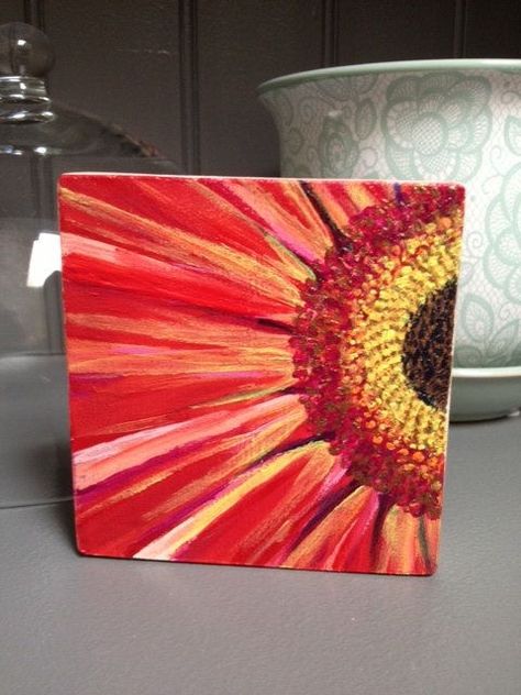 Painting Daisy, Easy Flower, Night Painting, Flower Canvas, Painting Class, Decor Minimalist, Malbec, Pics Art, Diy Canvas