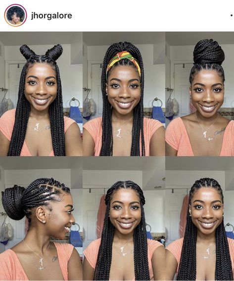 Ways To Style Your Hair, Big Box Braids Hairstyles, Hair Scarf Styles, Box Braids Hairstyles For Black Women, Braided Cornrow Hairstyles, Braids Hairstyles Pictures, Cute Box Braids Hairstyles, Pelo Afro, Hair Twist Styles