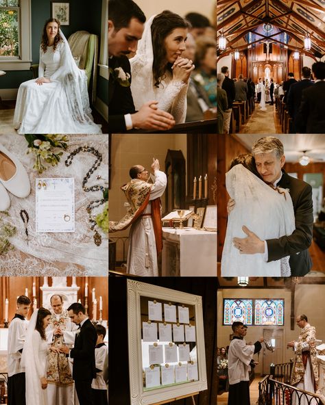 A mixture of color + b&w for Caroline & Josh’s stunning North Carolina wedding in the mountains earlier this year!⛰️💍 This traditional Catholic wedding had me in tears throughout the day. The tiny mountain church was packed to the brim and was probably the most beautiful Tridentine wedding mass I have photographed - the reverence I felt left me in awe. 💒 Their reception venue was at @caitlynfarms, a serene farm property where they danced the night away and had a washing of the feet ceremony t... Traditional Latin Mass Wedding, Latin Mass Wedding, Traditional Catholic Wedding, Wedding South Carolina, Farm Property, Catholic Wedding Traditions, Wedding In The Mountains, Latin Mass, South Carolina Wedding